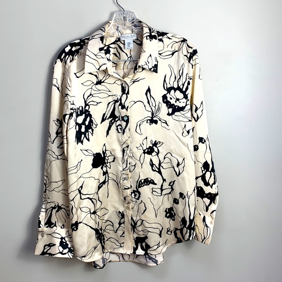 Rachel Zoe Silk Feel Floral Button Up Shirt - Picture 5 of 9